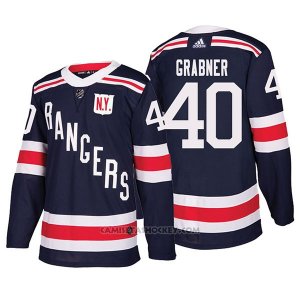 Camiseta Hockey Hombre Autentico New York Rangers 40 Michael Grabner Winter Classic 2018 Azul