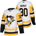 Camiseta Hockey Hombre Autentico Pittsburgh Penguins 30 Matt Murray Away 2018 Blanco