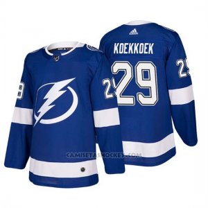 Camiseta Tampa Bay Lightning Slater Koekkoek Home Autentico Jugador Azul