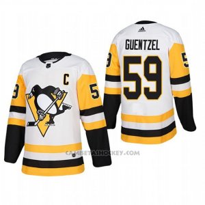 Camiseta Hockey Hombre Pittsburgh Penguins 59 Jake Guentzel Away Autentico Jugador Blanco