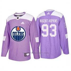 Camiseta Edmonton Oilers Ryan Nugent Hopkins Hockey Fights Cancer Violeta