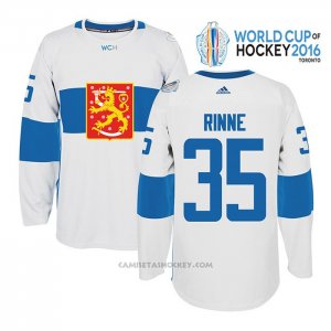Camiseta Hockey Finlandia Pekka Rinne 35 Premier 2016 World Cup Blanco