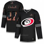 Camiseta Hockey Carolina Hurricanes Justin Faulk 2020 USA Flag Negro