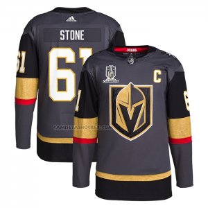 Camiseta Hockey Vegas Golden Knights Mark Stone 2023 Stanley Cup Champions Autentico Alterno Gris