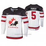 Camiseta Hockey Canada Jeremie Poirier 2019 Hlinka Gretzky Cup Blanco