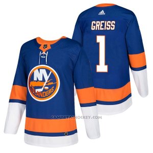 Camiseta Hockey Hombre Autentico New York Islanders 1 Thomas Greiss Home 2018 Azul