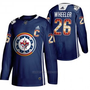 Camiseta Hockey Winnipeg Jets Blake Wheeler 2020 Wasac Night Indigenous Heritage Azul