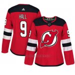 Camiseta Mujer New Jersey Devils 9 Taylor Hall Adizero Jugador Home Rojo