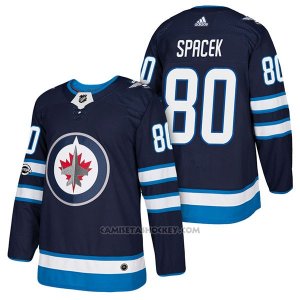 Camiseta Hockey Hombre Autentico Winnipeg Jets 80 Michael Spacek Home 2018 Azul