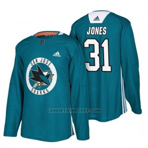 Camiseta San Jose Sharks Martin Jones Teal New Season Practice