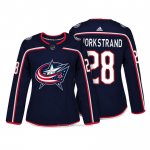 Camiseta Hockey Mujer Columbus Blue Jackets 28 Oliver Bjorkstrand Azul Autentico Jugador