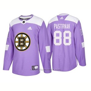 Camiseta Hockey Hombre Autentico Boston Bruins David Pastrnak 2018 Hockey Fights Cancer Violeta