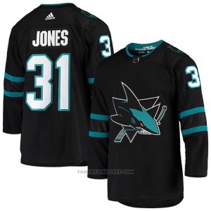 Camiseta Hockey San Jose Sharks Martin Jones Alterno Autentico Negro