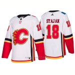 Camiseta Hockey Hombre Calgary Flames 18 Matt Stajan Away Premier 2017-2018 Blanco