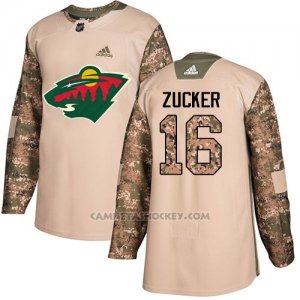 Camiseta Hockey Hombre Minnesota Wild 16 Jason Zucker Camo Autentico 2017 Veterans Day Stitched