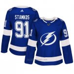 Camiseta Hockey Mujer Tampa Bay Lightning 91 Steven Stamkos Azul Adizero Jugador Home