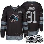 Camiseta Hockey Hombre San Jose Sharks 31 Martin Jones 2017 Centennial Limited Negro