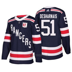 Camiseta Hockey Hombre Autentico New York Rangers 51 David Desharnais Winter Classic 2018 Azul