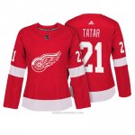 Camiseta Hockey Mujer Detroit Red Wings 21 Tomas Tatar Rojo Autentico Jugador