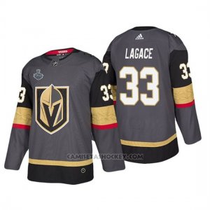 Camiseta Golden Knights Maxime Lagace Bound Patch 2018 Stanley Cup Final Gris