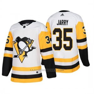 Camiseta Pittsburgh Penguins Tristan Jarry Away Adidas Autentico Jugador Blanco