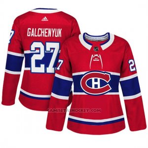 Camiseta Mujer Montreal Canadiens 27 Alex Galchenyuk Adizero Jugador Home Rojo
