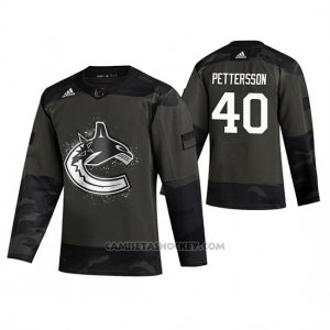 Camiseta Hockey Vancouver Canucks Elias Pettersson 2019 Veterans Day Camuflaje