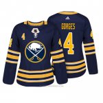 Camiseta Hockey Mujer Buffalo Sabres 4 Josh Gorges Azul Autentico Jugador
