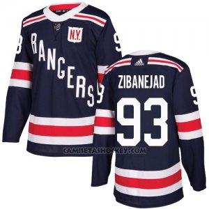 Camiseta Hockey Hombre New York Rangers 93 Mika Zibanejad Azul Autentico 2018 Winter Classic Stitched