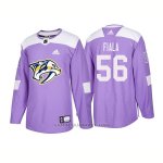 Camiseta Hockey Hombre Autentico Nashville Predators 56 Kevin Fiala Hockey Fights Cancer 2018 Violeta