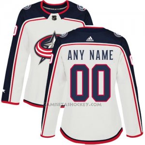 Camiseta Hockey Mujer Columbus Blue Jackets Navy Personalizada Blanco