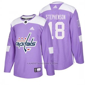 Camiseta Washington Capitals Chandler Stephenson Hockey Fights Cancer Violeta