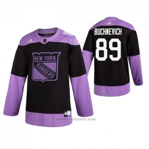 Camiseta Hockey New York Rangers Pavel Buchnevich 2019 Fights Cancer Negro
