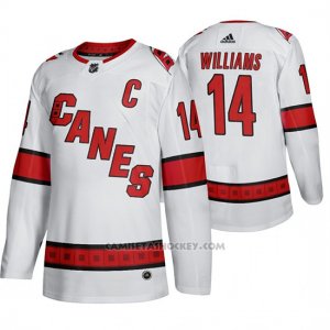 Camiseta Hockey Carolina Hurricanes Justin Williams Segunda Autentico Jugador Blanco