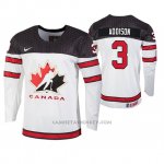 Camiseta Hockey Canada Calen Addison 2020 IIHF World Junior Championship Blanco