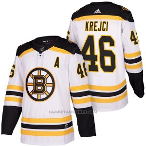 Camiseta Hockey Hombre Autentico Boston Bruins 46 David Krejci 2018 Away Blanco