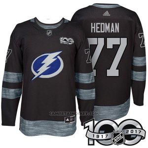 Camiseta Hockey Hombre Tampa Bay Lightning 77 Victor Hedman 2017 Centennial Limited Negro