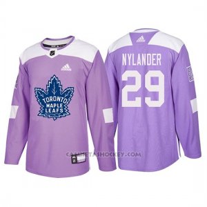 Camiseta Toronto Maple Leafs William Nylander Hockey Fights Cancer Violeta