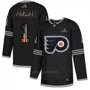 Camiseta Hockey Philadelphia Flyers Bernie Parent 2020 USA Flag Negro