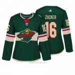 Camiseta Hockey Mujer Minnesota Wild 16 Jason Zucker Verde Autentico Jugador