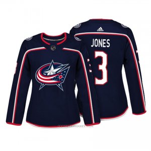 Camiseta Hockey Mujer Columbus Blue Jackets 3 Seth Jones Azul Autentico Jugador