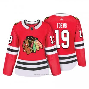 Camiseta Hockey Mujer Chicago Blackhawks 19 Jonathan Toews Rojo Autentico Jugador