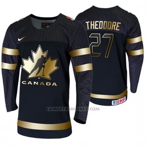 Camiseta Hockey Canada Shea Theodore 2020 IIHF World Junior Championship Golden Edition Limited Negro