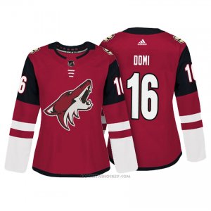 Camiseta Hockey Mujer Arizona Coyotes 16 Max Domi Rojo Autentico Jugador