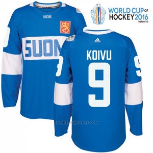 Camiseta Hockey Finlandia Mikko Koivu 9 Premier 2016 World Cup Azul