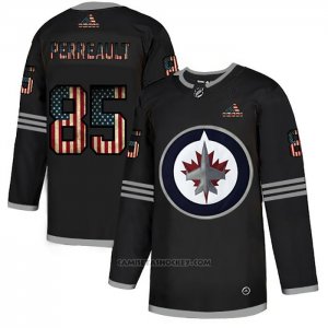 Camiseta Hockey Winnipeg Jets Mathieu Perreault 2020 USA Flag Negro