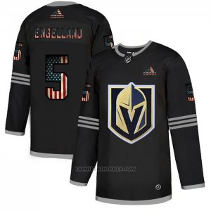 Camiseta Hockey Vegas Golden Knights Deryk Engelland 2020 USA Flag Negro