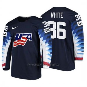 Camiseta USA Team Colin 2018 Iihf Men World Championship Jugador Blanco Negro