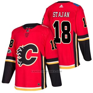 Camiseta Hockey Hombre Autentico Calgary Flames 18 Matt Stajan Home 2018 Rojo