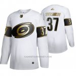 Camiseta Hockey Carolina Hurricanes Andrei Svechnikov Golden Edition Autentico Blanco